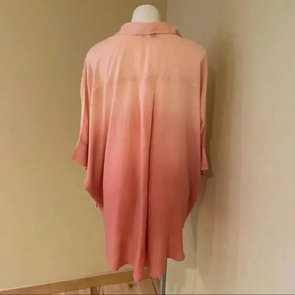 Young Fabulous & Broke Oversized Ombré Button Shirt Pink Orange